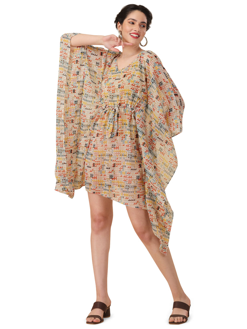 FIT AND FLARE PRINTED KAFTAN