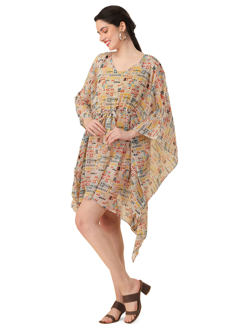 FIT AND FLARE PRINTED KAFTAN