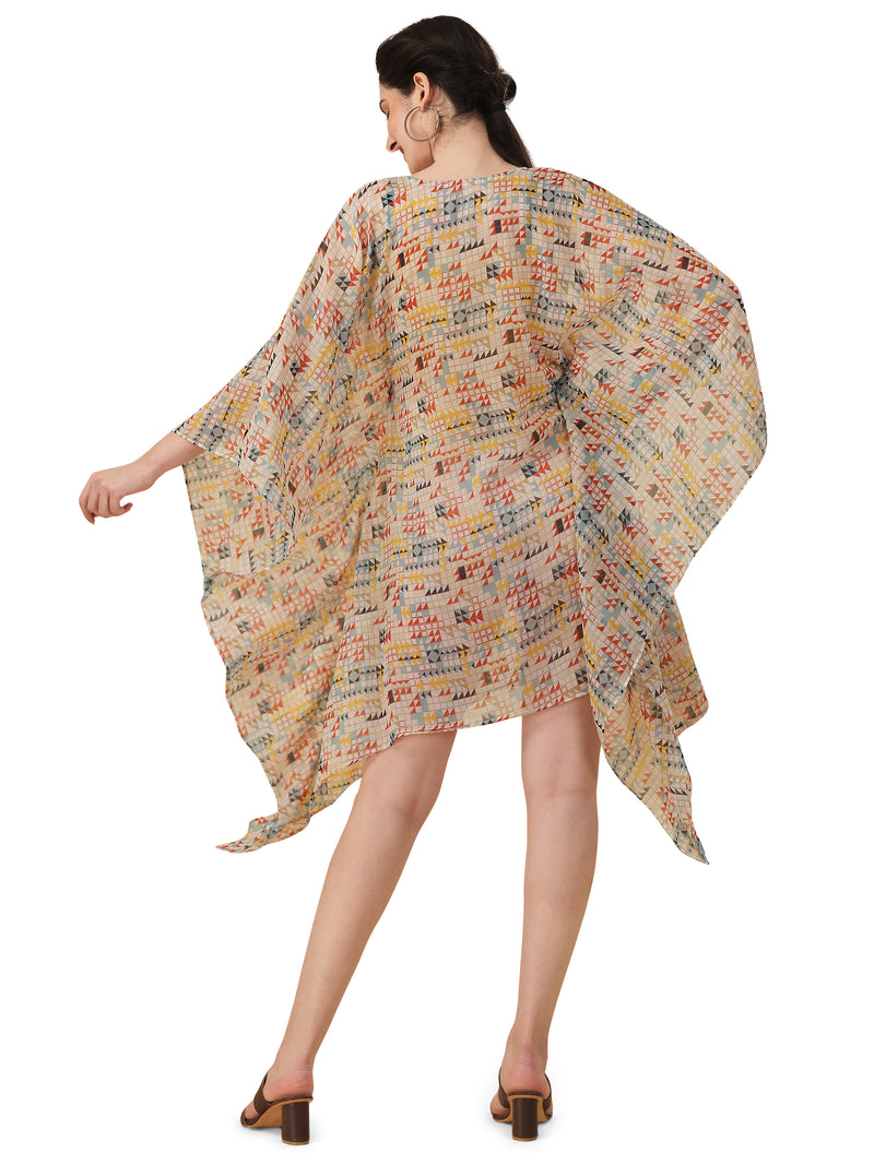 FIT AND FLARE PRINTED KAFTAN