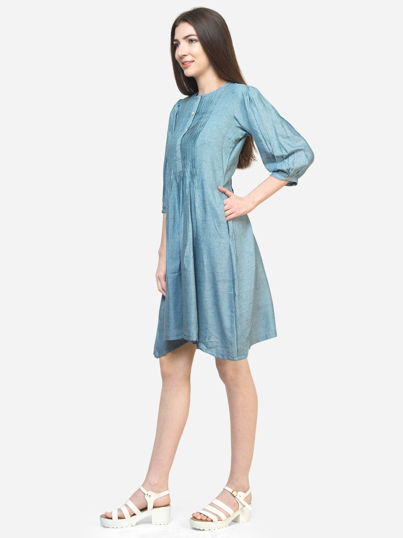 ZIG-ZAG BROADTUCK DRESS