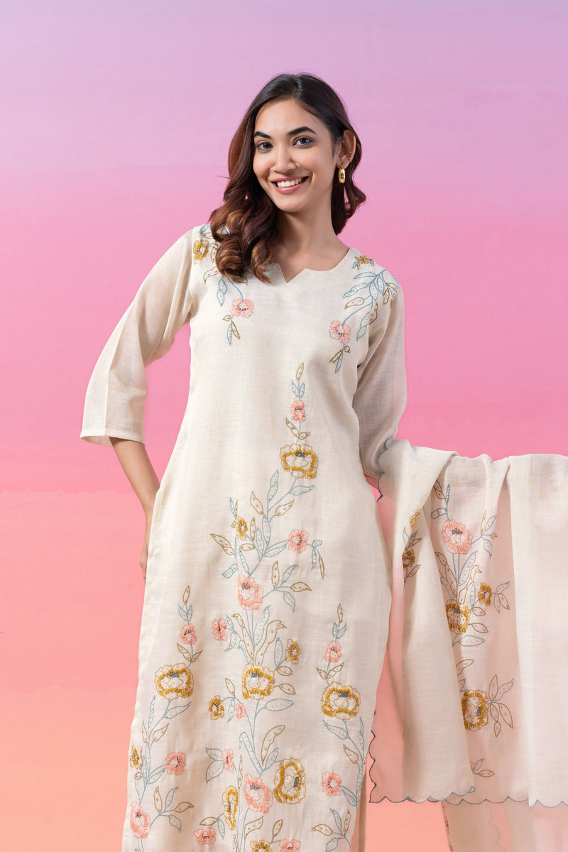 ILLUSION EMBROIDERED KURTA SET