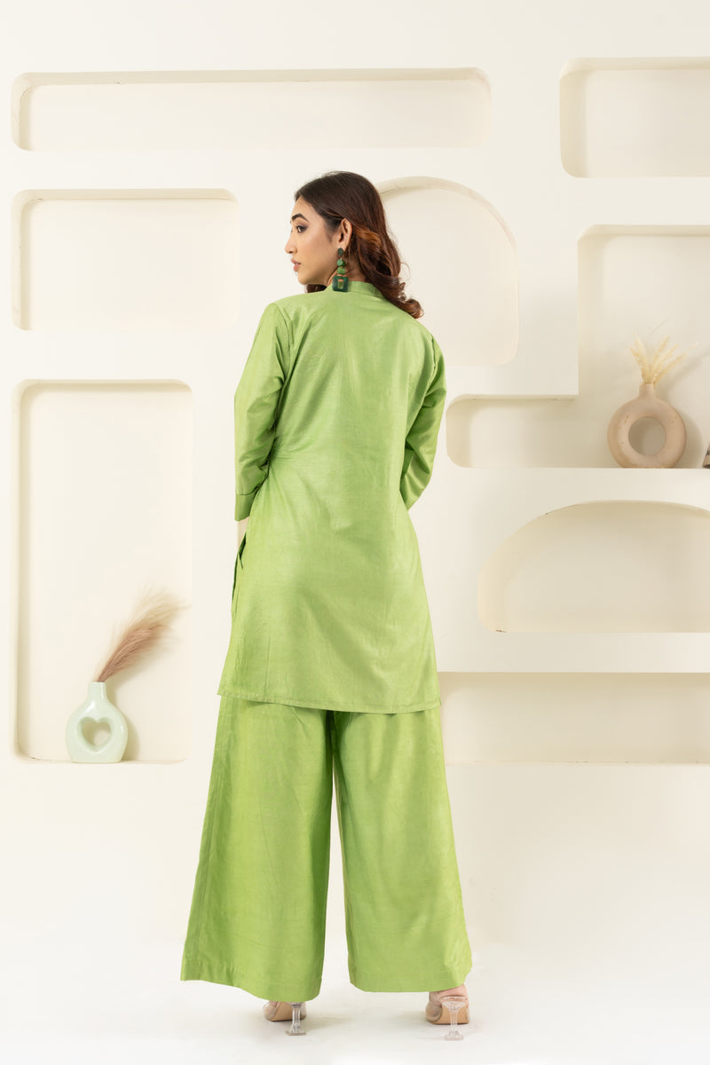 GREEN SILK CO-ORD SET