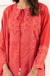 RED BANDHANI KURTA SET