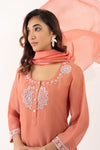 PEACH CRYSTAL KURTA SET