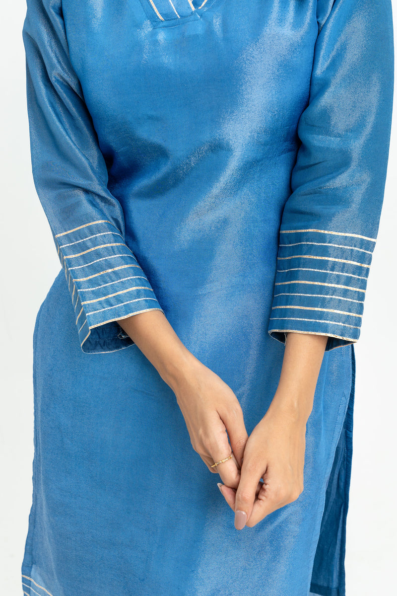 BLUE ZARI TUNIC SET