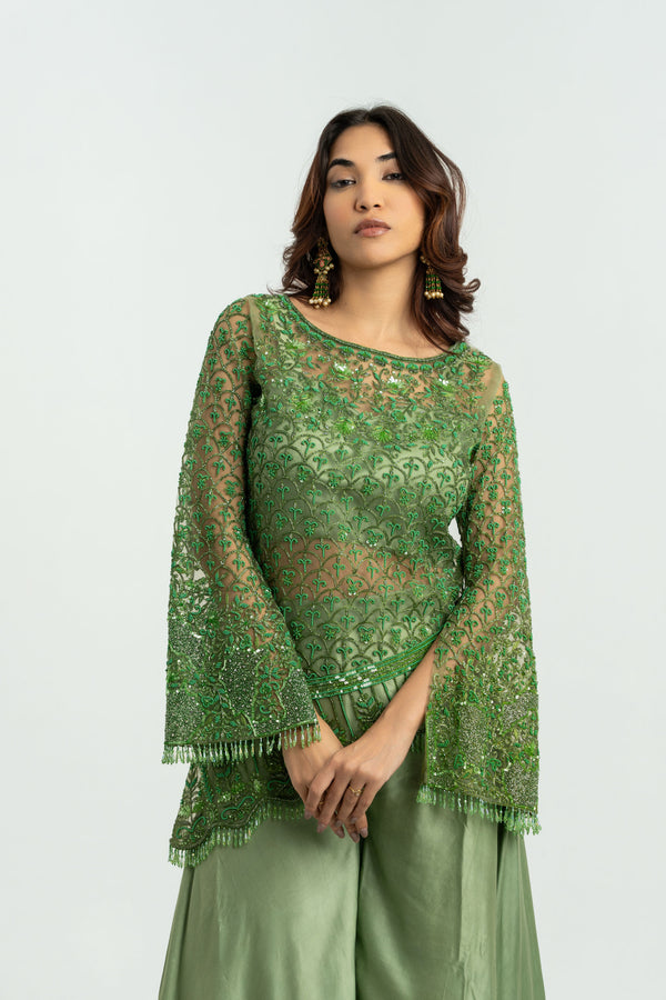 GREEN EMBELLISHED 3PCS SET